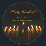 Happy Hanukkah Lamp Menorah Lights Candle Chanukah Ronde Sticker<br><div class="desc">Happy Hanukkah Lamp Menorah Lights Candles Chanukah Festival of Lights Stickers,  voeg tekst en naam toe</div>