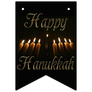 Happy Hanukkah Lamp Menorah Lights Candles Party Vlaggetjes