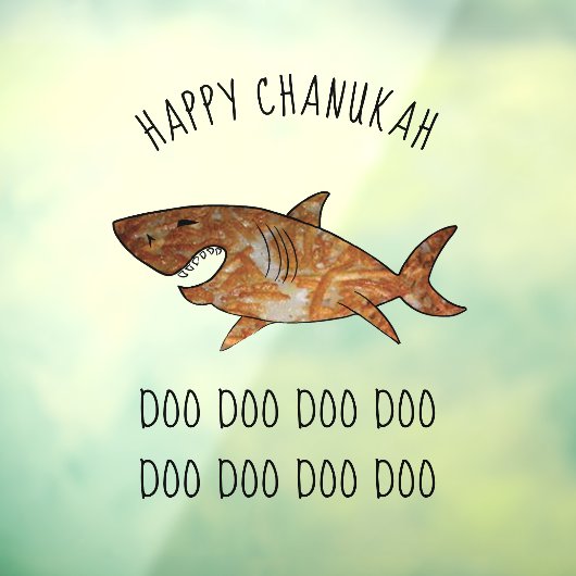 Happy Hanukkah Latke Shark Doo Window Cling Raamsticker (Vel 3)