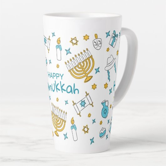 Happy Hanukkah Latte Mok (Rechterhoek)
