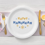 Happy Hanukkah-liefde en licht Papieren Bordje<br><div class="desc">Festive gepersonaliseerd Hanukkah-ontwerp.</div>