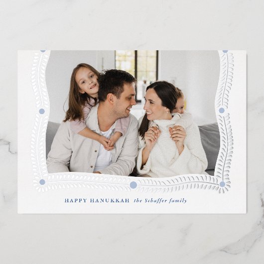 Happy Hanukkah Lijst van Light Foto Folie Feestdagenkaart (Voorkant)