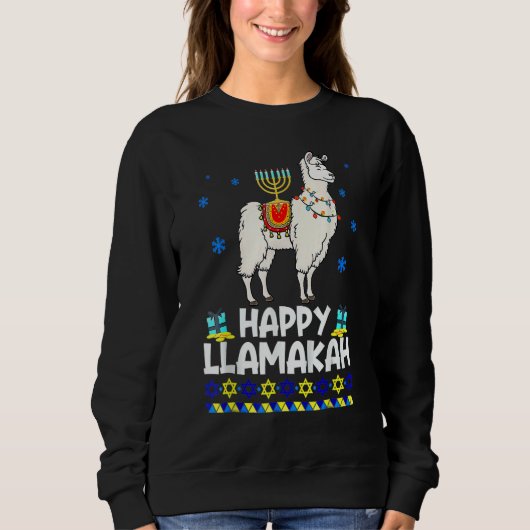 Happy Hanukkah Llama Happy Llamakah Squad Cute Al Trui (Voorkant)