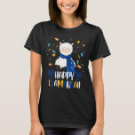 Happy Hanukkah Llama Menorahs Dreidels Jewish Far T-shirt<br><div class="desc">Happy Hanukkah Llama Menorahs Dreidels Joodse boer</div>