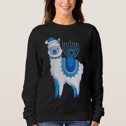 Happy Hanukkah Llamakkah Llama Menorah Alpaca Jewi Trui (Voorkant)