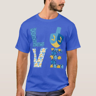 Happy Hanukkah LOVE  Hebrew Menorah Joods T-shirt