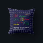 HAPPY HANUKKAH Love Joy Peace BLUE Kussen<br><div class="desc">Kleurrijke feestkussens met faux Silver Star van David in subtiel achtergrondpatroon. LOVE JOY PEACE,  inclusief Hebreeuwse vertalingen,  heeft een kleurcode in rood,  geel en groen. De tekst is klantgericht in hoesje u wenst om het even wat te veranderen. HAPPY HANUKKAH is ook aanpasbaar. Een deel van het HANUKKAH-Collectie.</div>