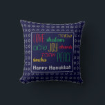 HAPPY HANUKKAH Love Joy Peace BLUE Kussen<br><div class="desc">Kleurrijke feestkussens met faux Silver Star van David in subtiel achtergrondpatroon. LOVE JOY PEACE,  inclusief Hebreeuwse vertalingen,  heeft een kleurcode in rood,  geel en groen. De tekst is klantgericht in hoesje u wenst om het even wat te veranderen. HAPPY HANUKKAH is ook aanpasbaar. Een deel van het HANUKKAH-Collectie.</div>