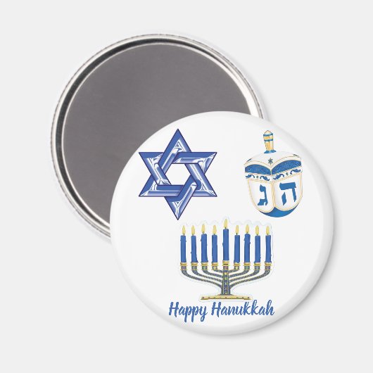 Happy Hanukkah Magneet (Voorkant / Achterkant)