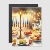 Happy Hanukkah Magnetische Uitnodiging (Voorkant / Achterkant)