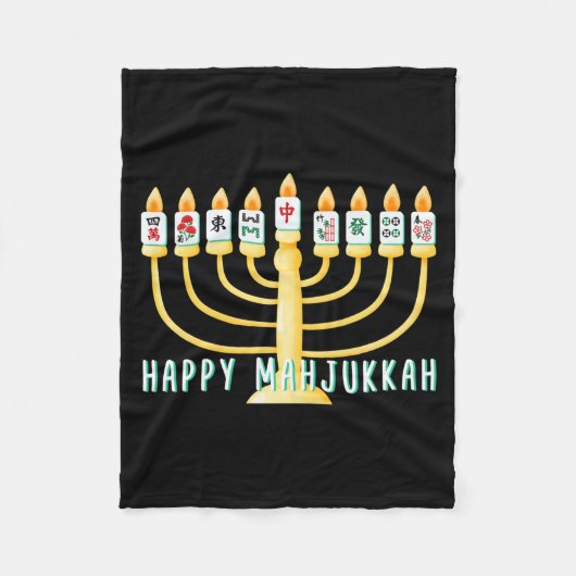 Happy Hanukkah Mahjong Menorah Mahjukkah Chanukkah Fleece Deken (Voorkant)