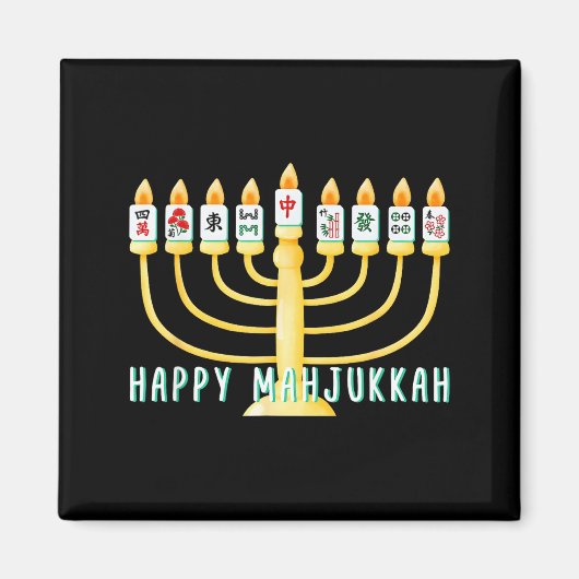 Happy Hanukkah Mahjong Menorah Mahjukkah Chanukkah Magneet (Voorkant)