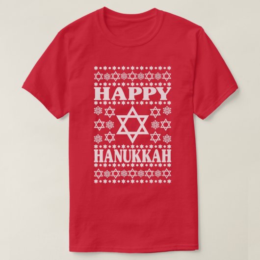 Happy Hanukkah Mannen Vrouwen Kinderen, sterren va T-shirt (Design voorkant)