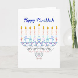 Happy Hanukkah Marine Menorah Feestdagen Kaart
