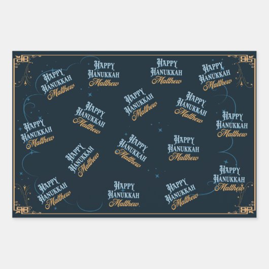 Happy Hanukkah Matthew Wrapping Paper voor Matthew (Voorkant 3)