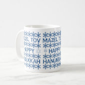 Happy Hanukkah Mazel Tov Star van David Menorah Koffiemok (Voorkant links)
