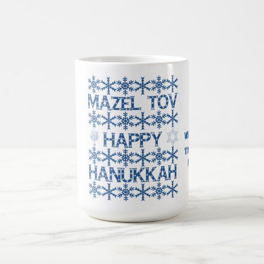Happy Hanukkah Mazel Tov Star van David Menorah Koffiemok (Center)
