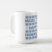 Happy Hanukkah Mazel Tov Star van David Menorah Koffiemok (Voorkant links)