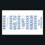 Happy Hanukkah Mazel Tov Star van David Menorah Rechthoekige Sticker<br><div class="desc">Happy Hanukkah Mazel Tov Star van David Menorah Candles Snowflakes Pattern Blue en White Elegant Rectangle Gift Label Stickers for Hanukkah Gifts and Warm Wishes Hebrew Festival of Light Jewish Holiday Season,  aangepaste naam</div>