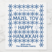 Happy Hanukkah Mazel Tov Star van David Menorah Wijn Etiket (Enkel label)