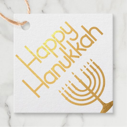 Happy Hanukkah Menorah Bedankjes Labels (Voorkant)