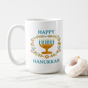HAPPY HANUKKAH Menorah bloemenjoods Vakantie Koffiemok