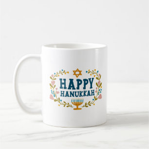 HAPPY HANUKKAH Menorah bloemenjoods Vakantie Koffiemok