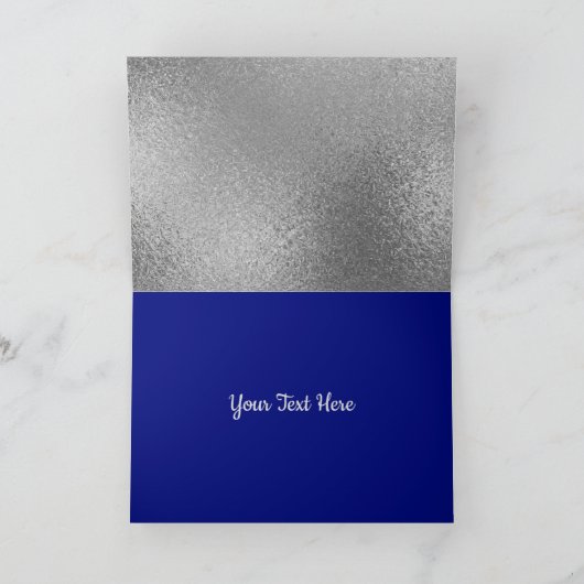 Happy Hanukkah Menorah Blue & Silver Feestdagen Kaart (Binnen)