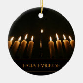 Happy Hanukkah Menorah Burning Candles Elegant Keramisch Ornament (Voorkant)