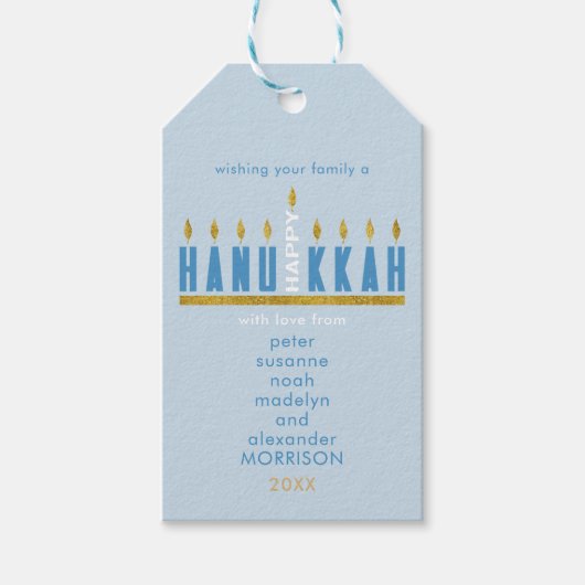 Happy Hanukkah Menorah Cadeaulabel (Voorkant)
