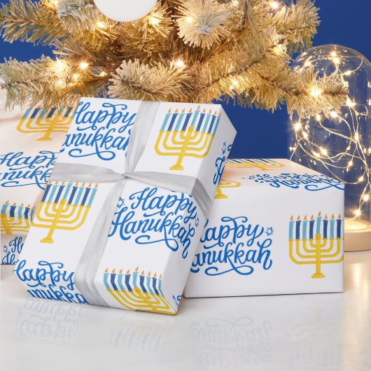 Happy Hanukkah Menorah Cadeaupapier (Feestdagen)