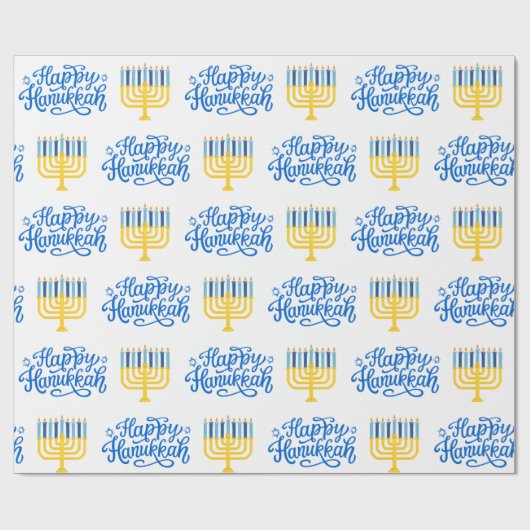 Happy Hanukkah Menorah Cadeaupapier (Vlak)
