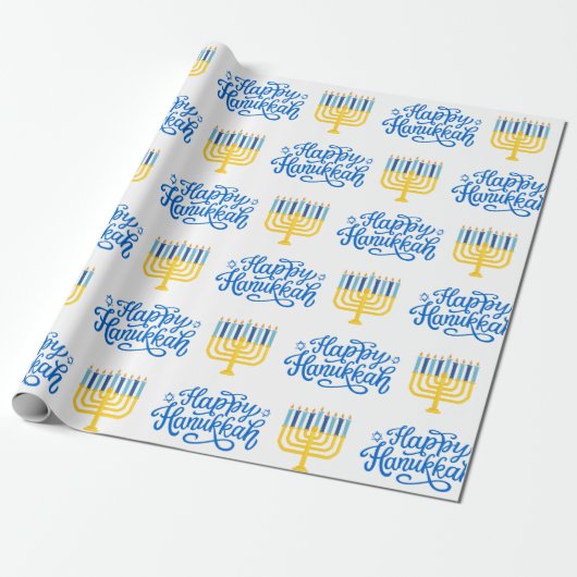 Happy Hanukkah Menorah Cadeaupapier (Uitgerold)