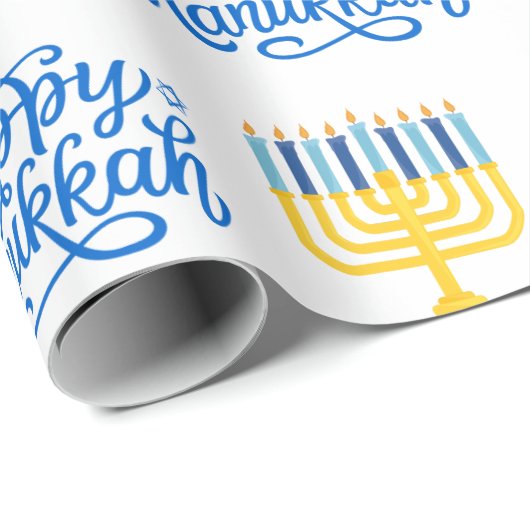 Happy Hanukkah Menorah Cadeaupapier (Rol Hoek)