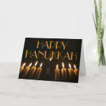 Happy Hanukkah Menorah Candles Elegant Feestdagen Kaart<br><div class="desc">Happy Hanukkah Menorah Burning Candles Fotografie Elegant Wenskaart,  u kunt de tekst wijzigen of verwijderen</div>