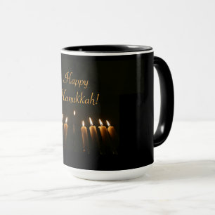 Happy Hanukkah Menorah Candles Elegant Mok