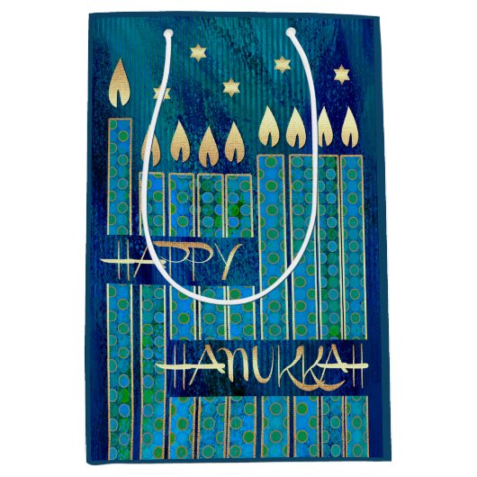 Happy Hanukkah. Menorah Candles Medium Cadeauzakje (Voorkant)