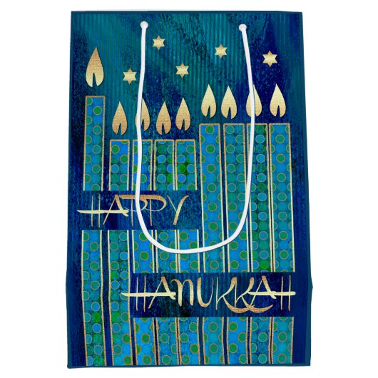 Happy Hanukkah. Menorah Candles Medium Cadeauzakje (Achterkant)