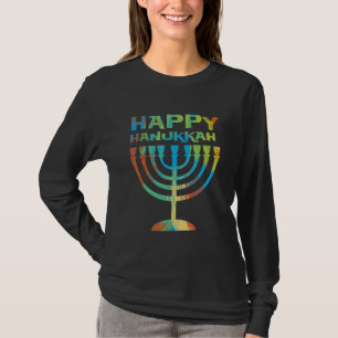 Happy Hanukkah Menorah Dames Long Hoeve T Shirt
