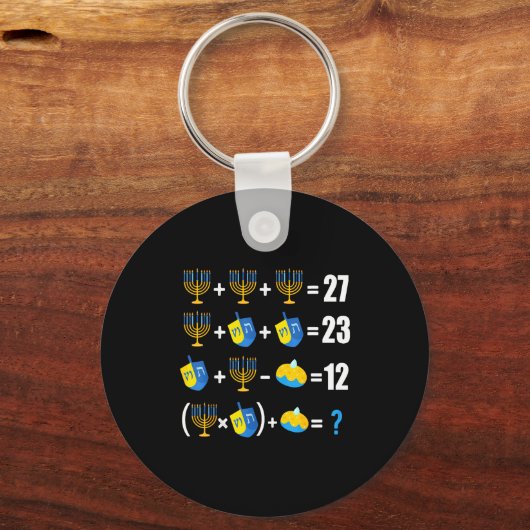 Happy Hanukkah Menorah Dreidel Doughnut Math Teach Sleutelhanger (Voorkant)