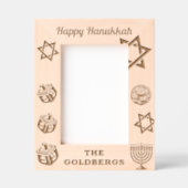 Happy Hanukkah Menorah, Dreidel, Gelt Custom Name Gegraveerde Lijstjes (Voorkant)