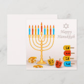 Happy Hanukkah Menorah Dreidel Gold Coins (Voorkant / Achterkant)