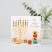 Happy Hanukkah Menorah Dreidel Gold Coins (Staand voorkant)