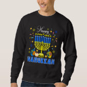 Happy Hanukkah Menorah Dreidel Proud Jewish Family Trui (Voorkant)