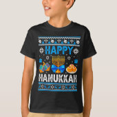Happy Hanukkah Menorah Dreidel Ugly Chanukah Pajam T-shirt (Voorkant)