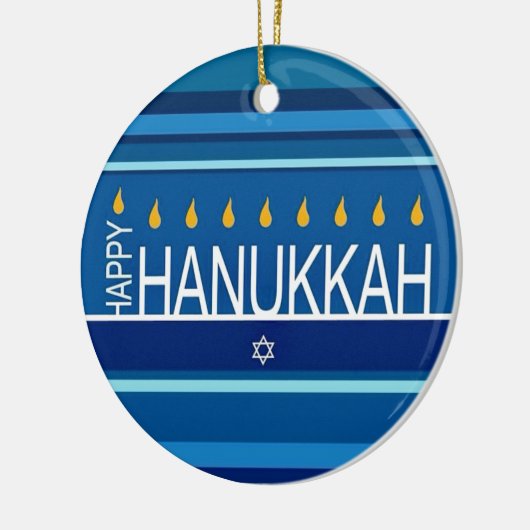 Happy Hanukkah Menorah en Dreidels Ceramic Ornam Keramisch Ornament (Links)