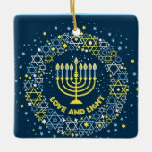 Happy Hanukkah Menorah en Dreidels Ceramic Orname Keramisch Ornament (Voorkant)