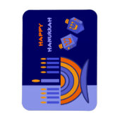 Happy Hanukkah. Menorah en Dreidels Gift Magneet (Verticaal)