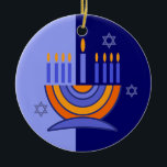 Happy Hanukkah. Menorah en Dreidels Keramisch Ornament<br><div class="desc">Happy Hanukkah. Menorah en Dreidels Design Gift Ornamenten. Overeenkomende kaarten en geschenken die beschikbaar zijn in de joodse Feestdagen / Hanukkah-categorie van onze winkel.</div>