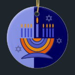 Happy Hanukkah. Menorah en Dreidels Keramisch Ornament<br><div class="desc">Happy Hanukkah. Menorah en Dreidels Design Gift Ornamenten. Overeenkomende kaarten en geschenken die beschikbaar zijn in de joodse Feestdagen / Hanukkah-categorie van onze winkel.</div>